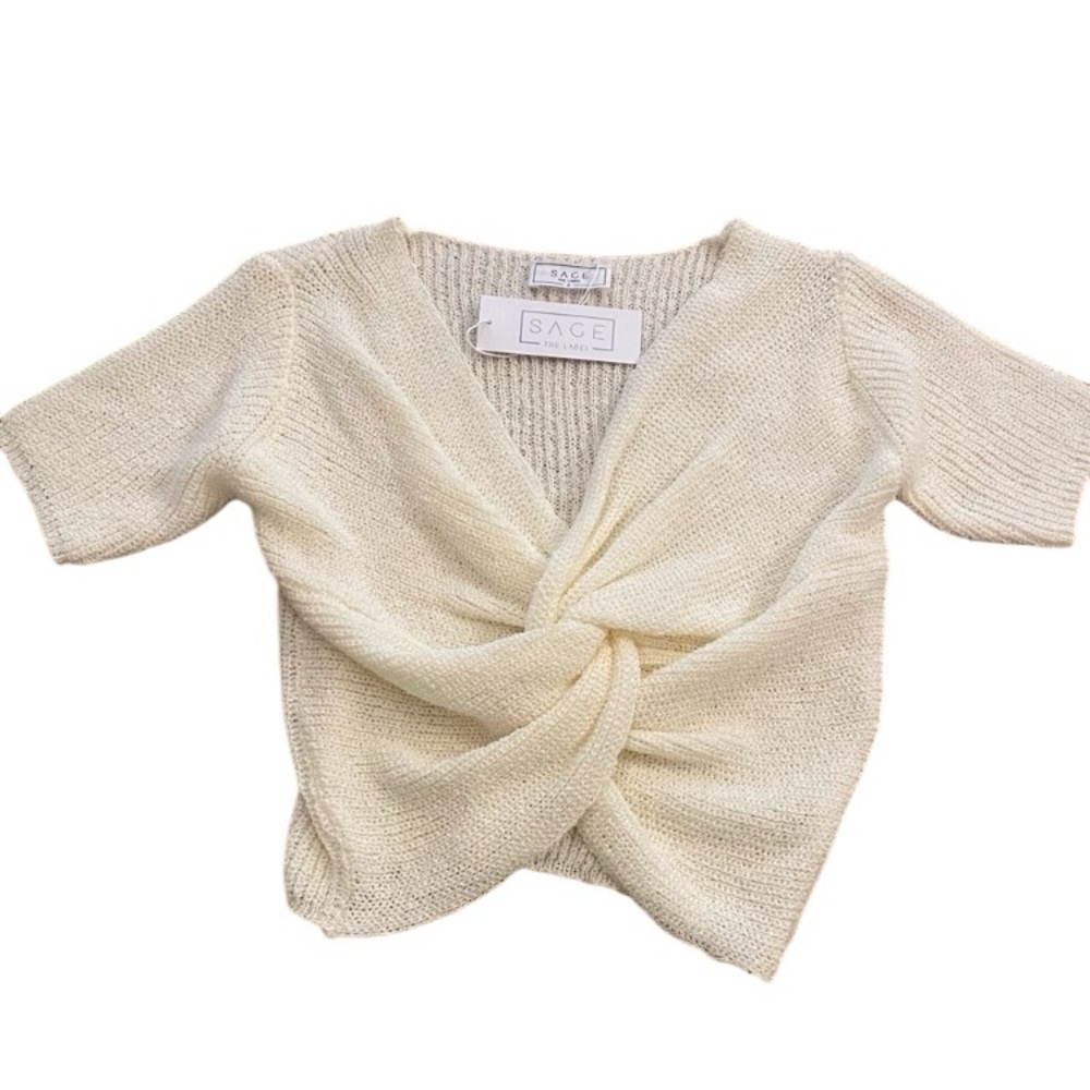 Knit Twist Sweater Crop Top New Small White